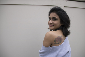 Krishna Kher designed the flower on her shoulder and had it inked on her sixteenth birthday. The tattoo commemorates her grandparents.
