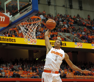 Michael Carter-Williams finished with 11 assists, eight of which came in the second half against Wagner. In the 88-57 Syracuse win, Carter-Williams consistently penetrated the Seahawks' defense to create open opportunities for his teammates. 