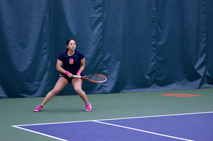 Valeria Salazar and her doubles partner, Komal Safdar, have gone through a rough stretch as they prepare to enter ACC tournament play. 