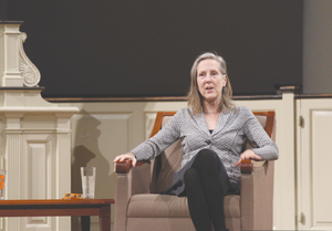 Mary Roach, a nationally-acclaimed author, spoke inside Syracuse University's Hendricks Chapel on Tuesday about the research methods regarding her latest book, 