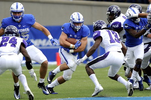 Nate Romine tore his ACL and MCL and was lost for the season. He withdrew from the Air Force Academy but now he's back and leading the Falcons.