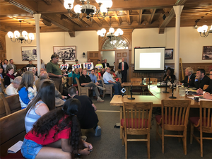 More than 100 people attended the meeting, held Tuesday night in City Hall.