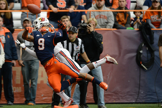 Syracuse cornerback Ri'Shard Anderson tries to break up a pass play.