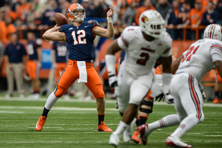 Quarterback Ryan Nassib launches a pass in SU's 45-26 win over Louisville.