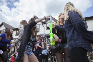 Jess Isaacs (left) and Lexi Denenberg (right) celebrate outside of Castle's Court.