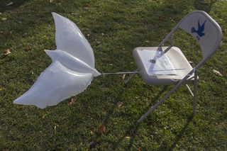 On the Quad, chairs were placed to show where the student were sitting on the plane that exploded. This chair represents Shannon Davis, who was 19 years old. 