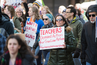 Many protesters said they believe that there is no place for guns in schools.