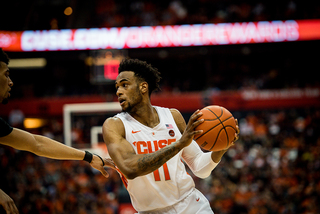 Sophomore forward Oshae Brissett had 16 points, two fewer than junior Elijah Hughes (team-high 18 points).